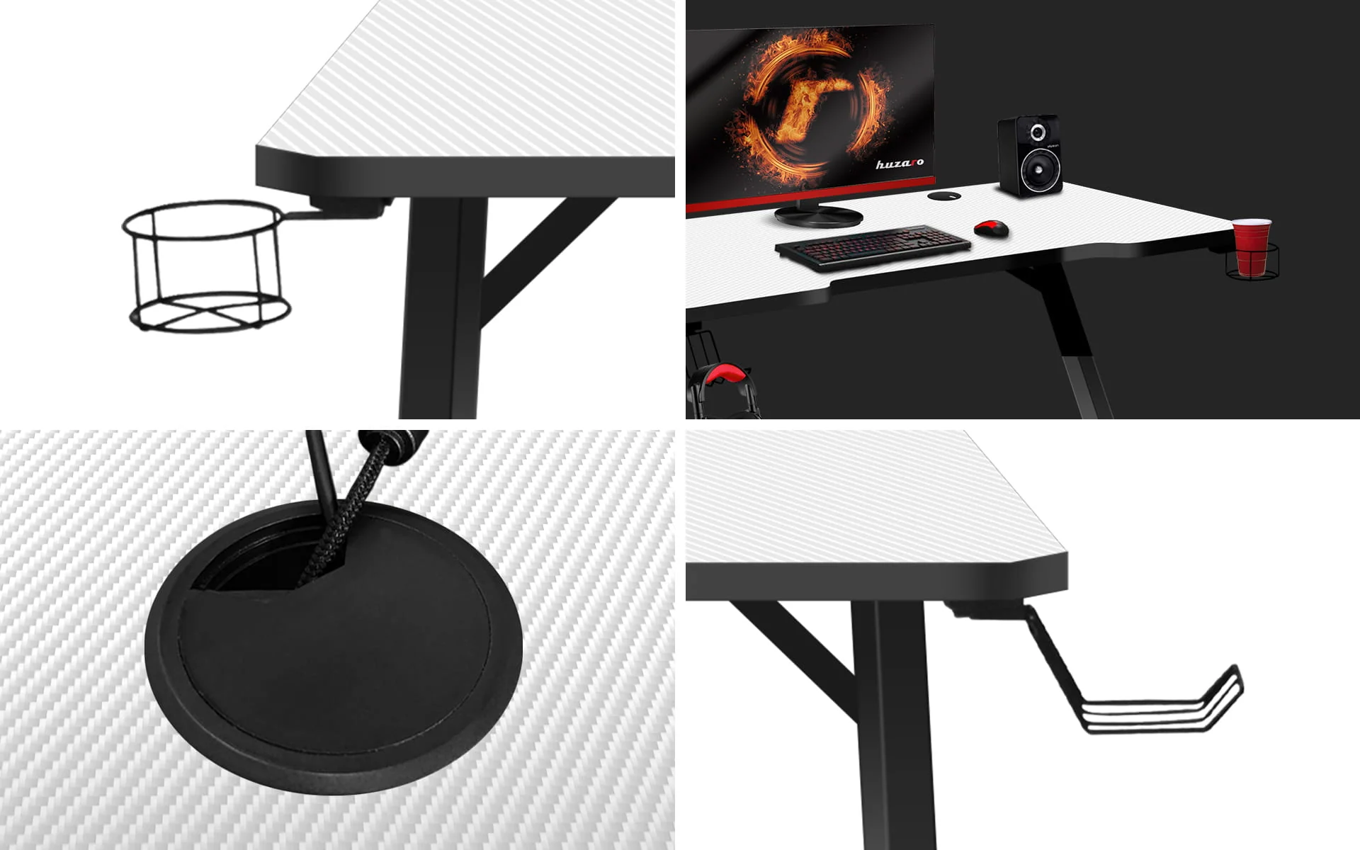 Biurko Gamingowe Huzaro Hero 2.5 White 120 cm OUTLET - Image 9