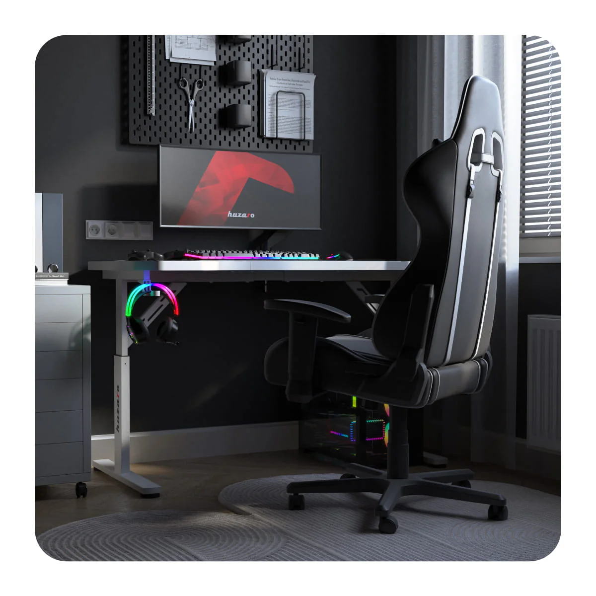 Biurko Gamingowe Huzaro Hero 2.6 White 120 cm OUTLET - Image 10