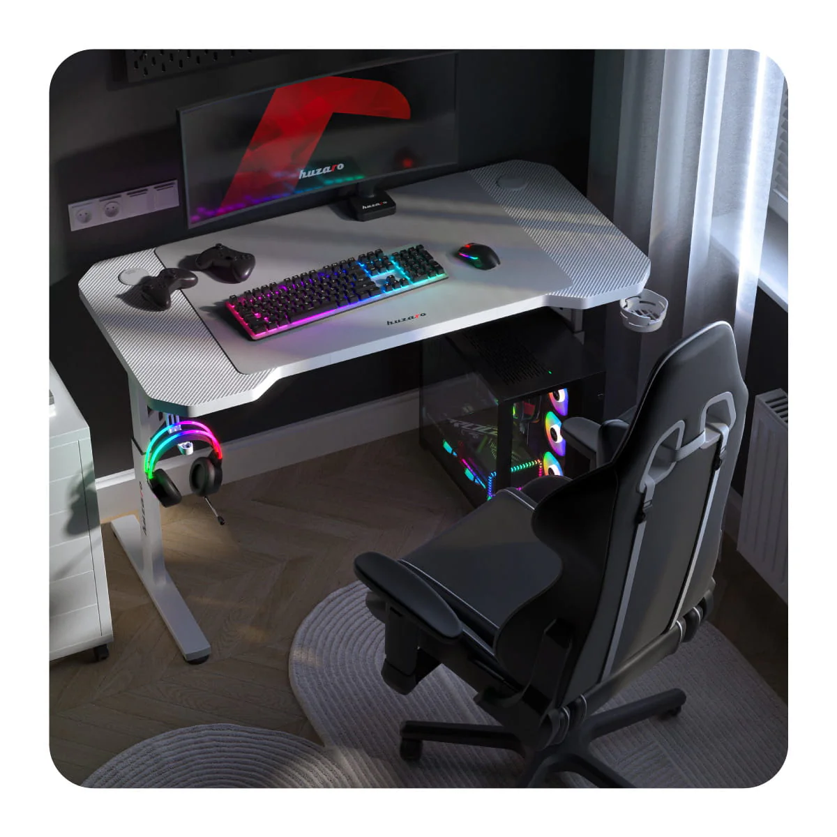 Biurko Gamingowe Huzaro Hero 2.6 White 120 cm OUTLET - Image 9