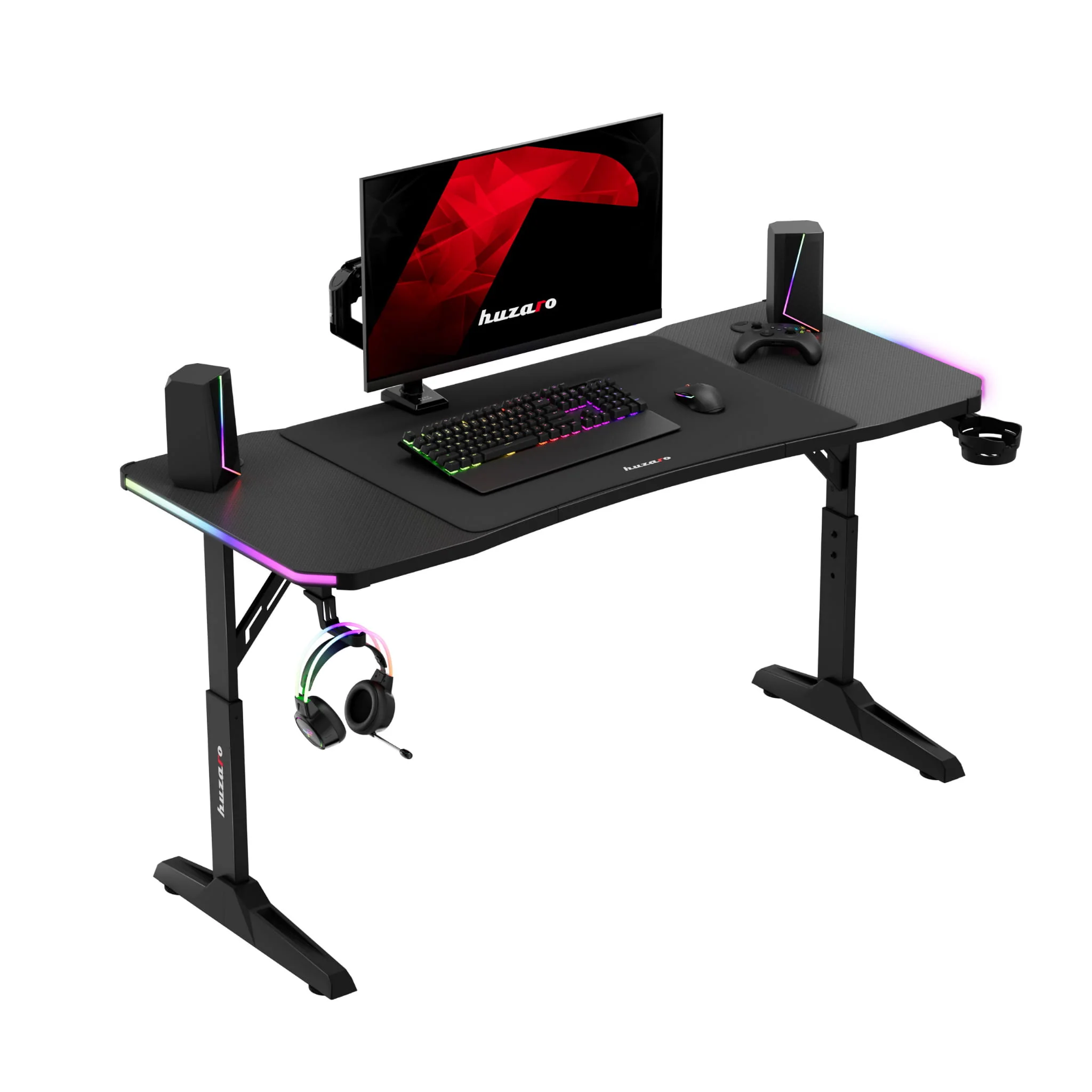 Biurko gamingowe Huzaro Hero 3.6 RGB LED Black 140 cm - Image 10