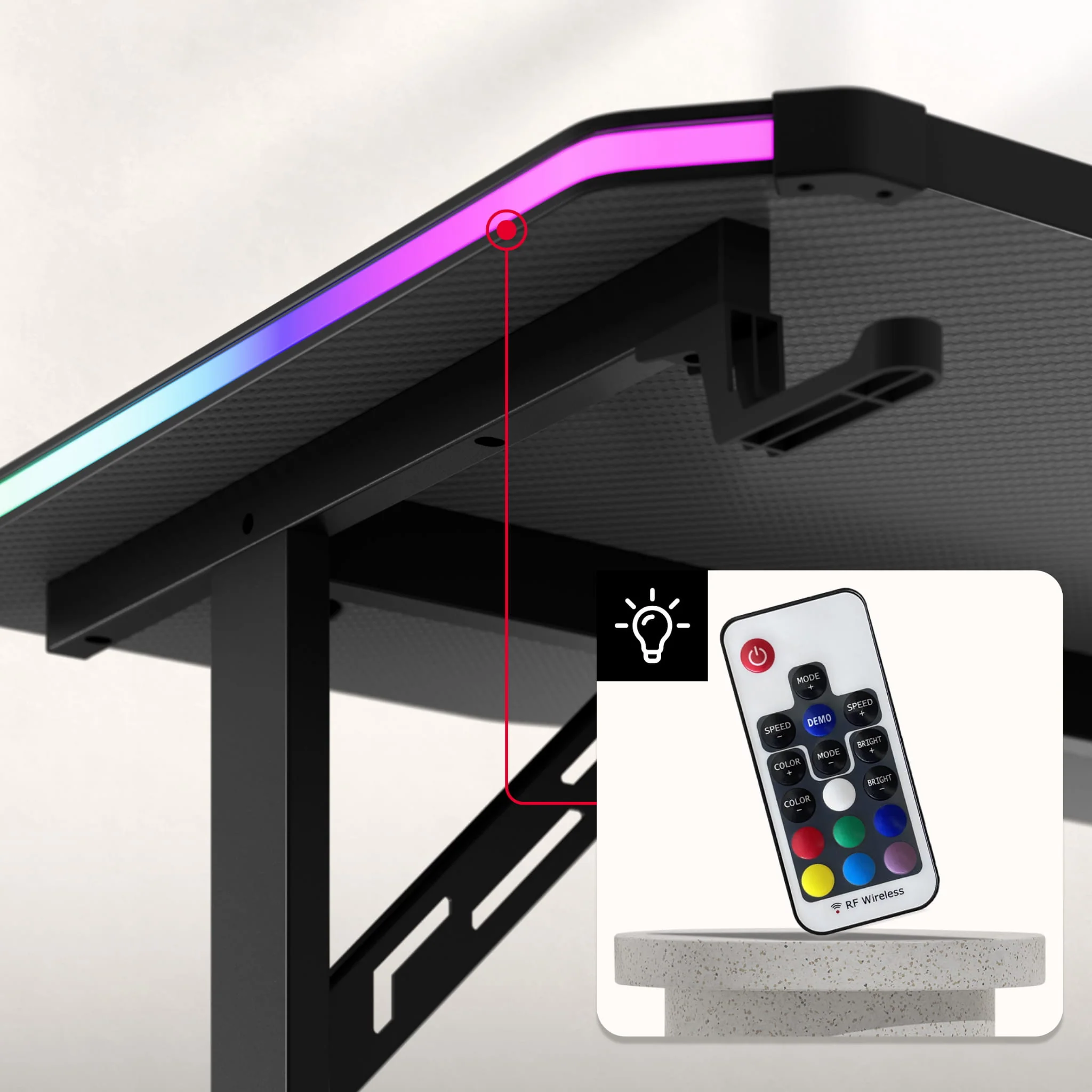 Biurko gamingowe Huzaro Hero 3.6 RGB LED Black 140 cm - Image 3