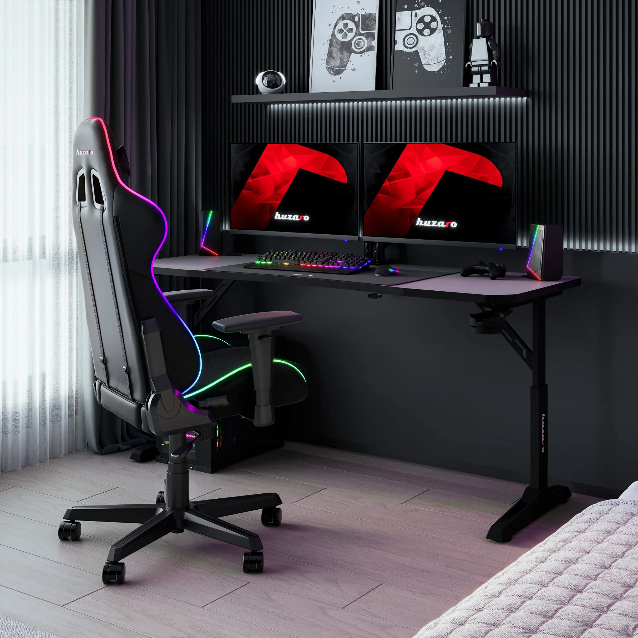 Biurko gamingowe Huzaro Hero 4.6 Black 160 cm OUTLET - Image 4