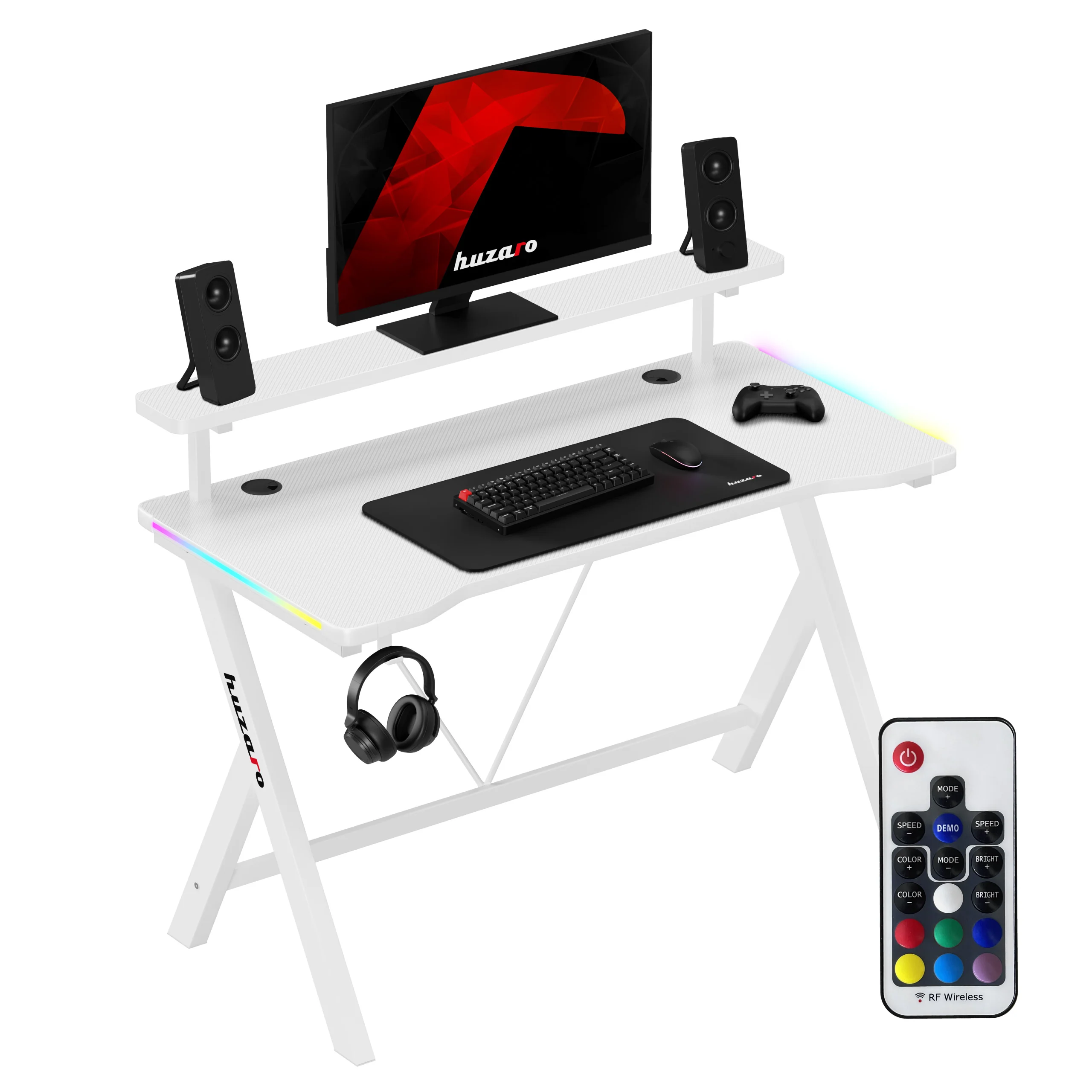 Biurko gamingowe LED Huzaro Hero 1.9 RGB White 120 cm