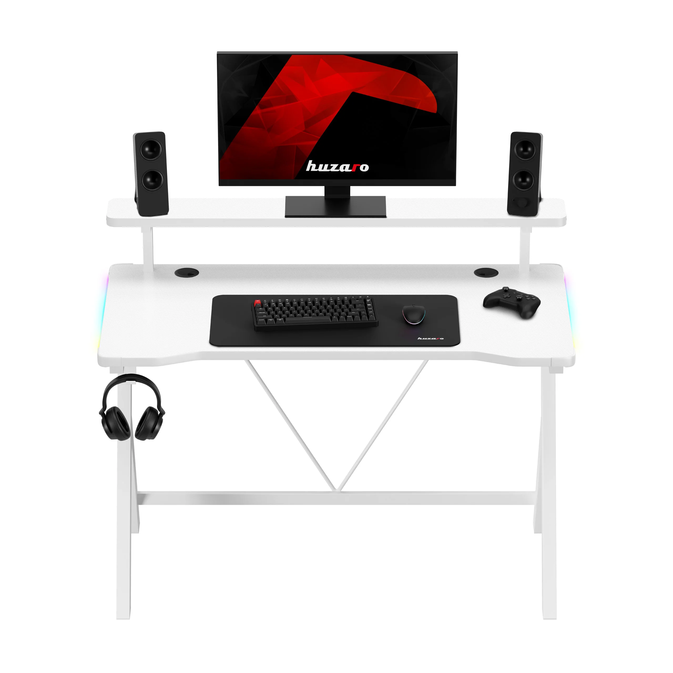 Biurko gamingowe LED Huzaro Hero 1.9 RGB White 120 cm - Image 19