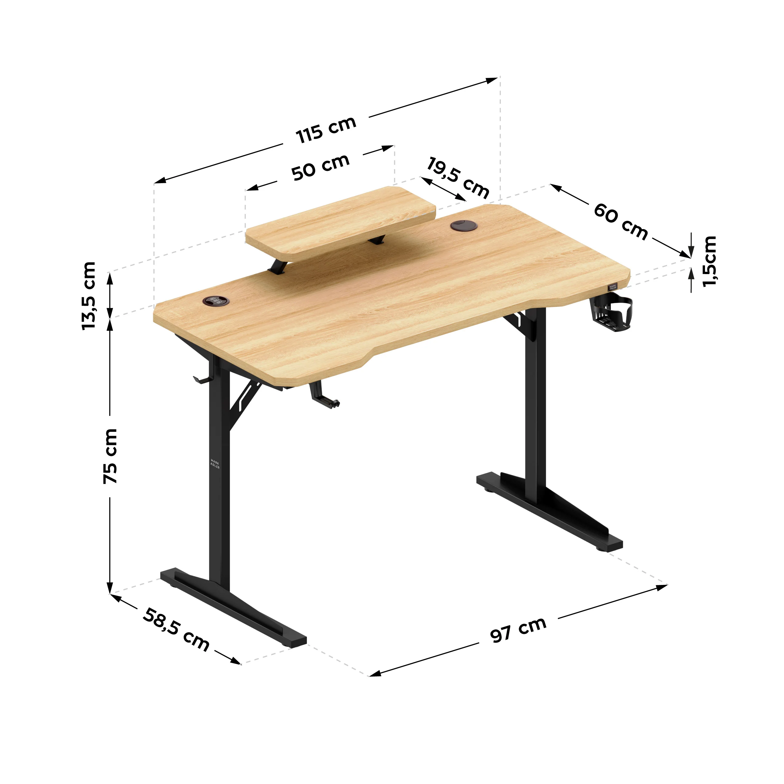 Biurko komputerowe z półką Mark Adler Leader 5.1 Oak 115 cm - Image 15