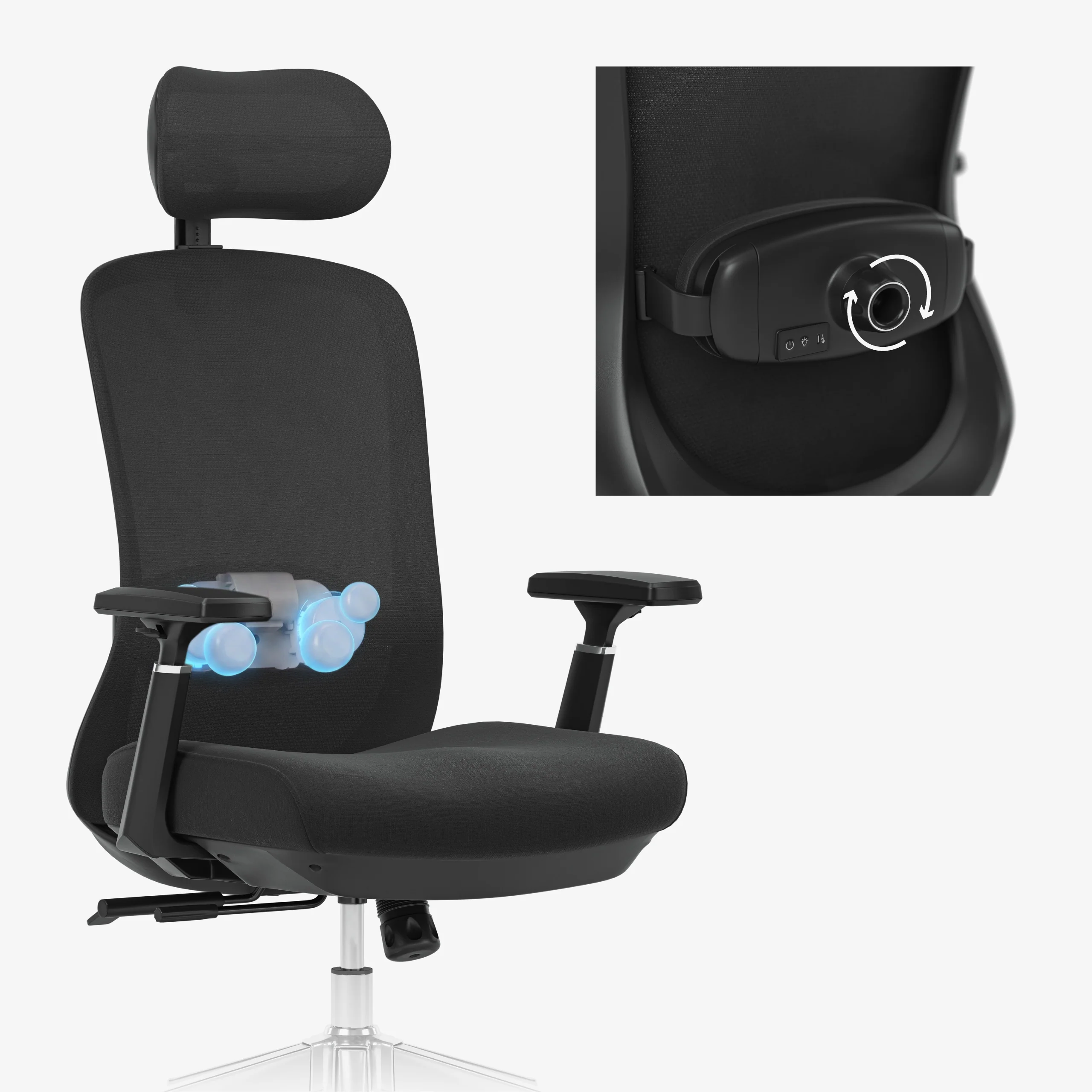 Fotel biurowy z masażem Mark Adler Leadpro 6.0 Black - Image 3