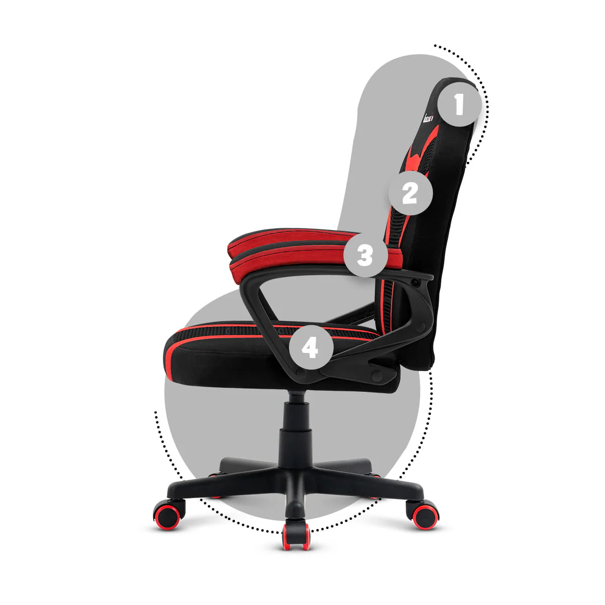 Fotel Gamingowy dla dziecka HUZARO RANGER 1.0 Red Mesh OUTLET - Image 12