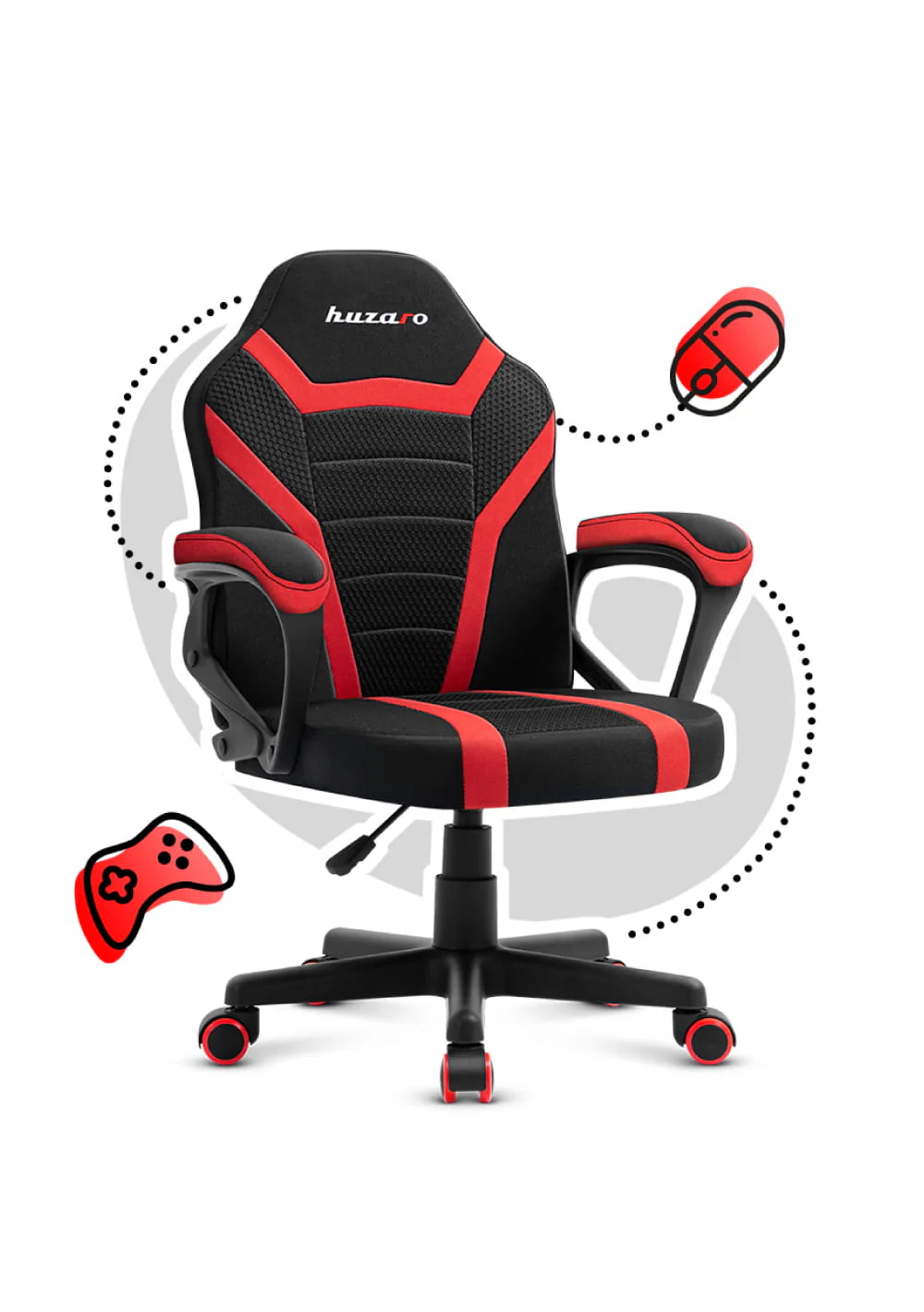 Fotel Gamingowy dla dziecka HUZARO RANGER 1.0 Red Mesh OUTLET - Image 3