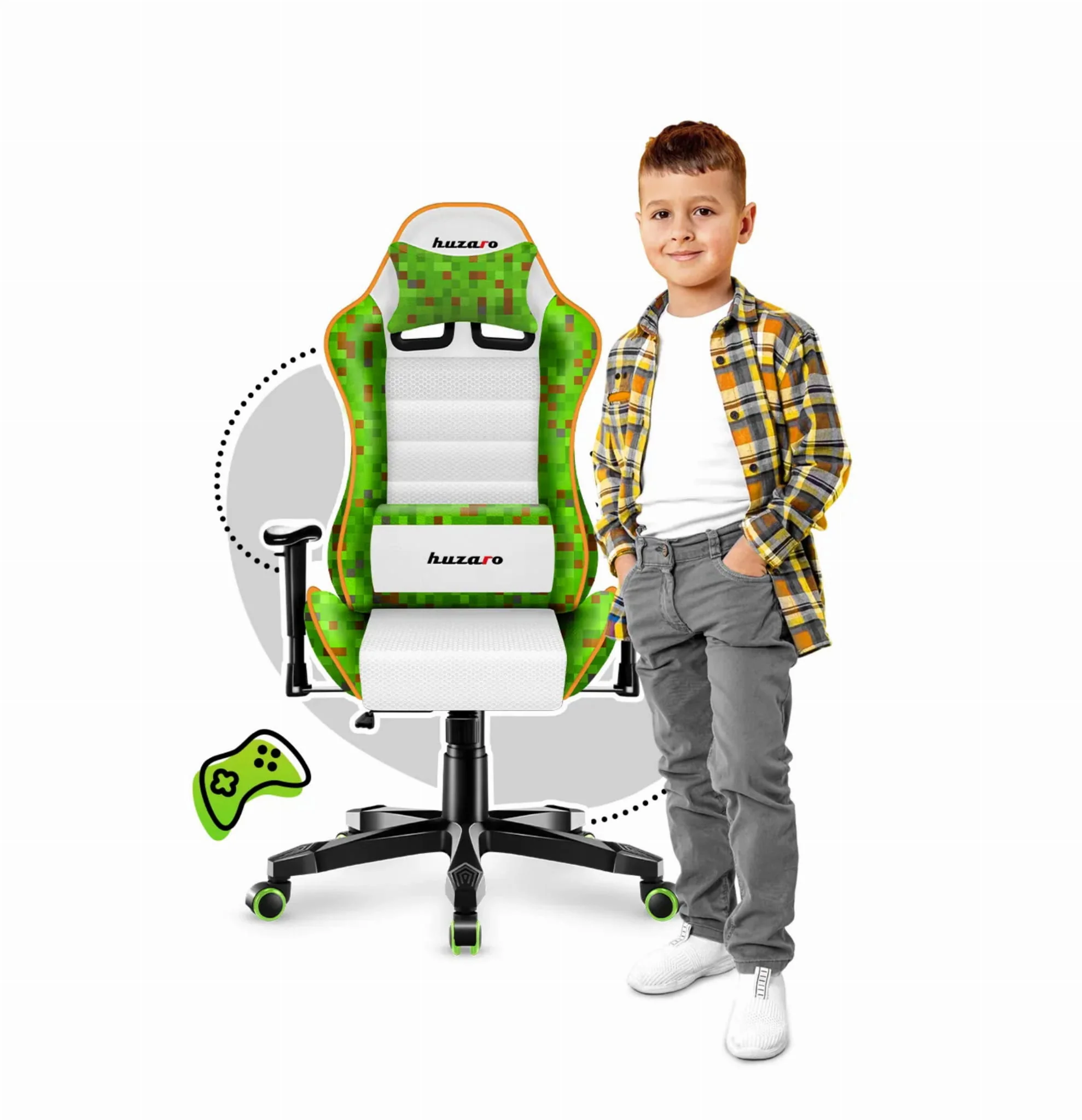 Fotel gamingowy dla dziecka Huzaro Ranger 6.0 Pixel White