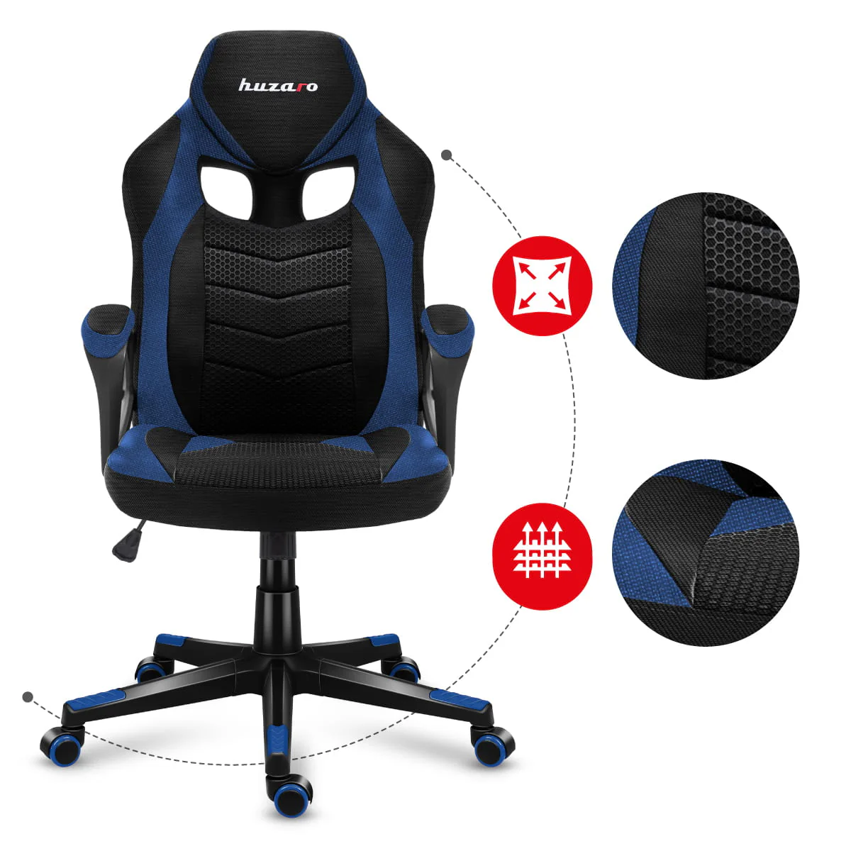 Fotel Gamingowy HUZARO FORCE 2.5 Blue Mesh OUTLET - Image 11