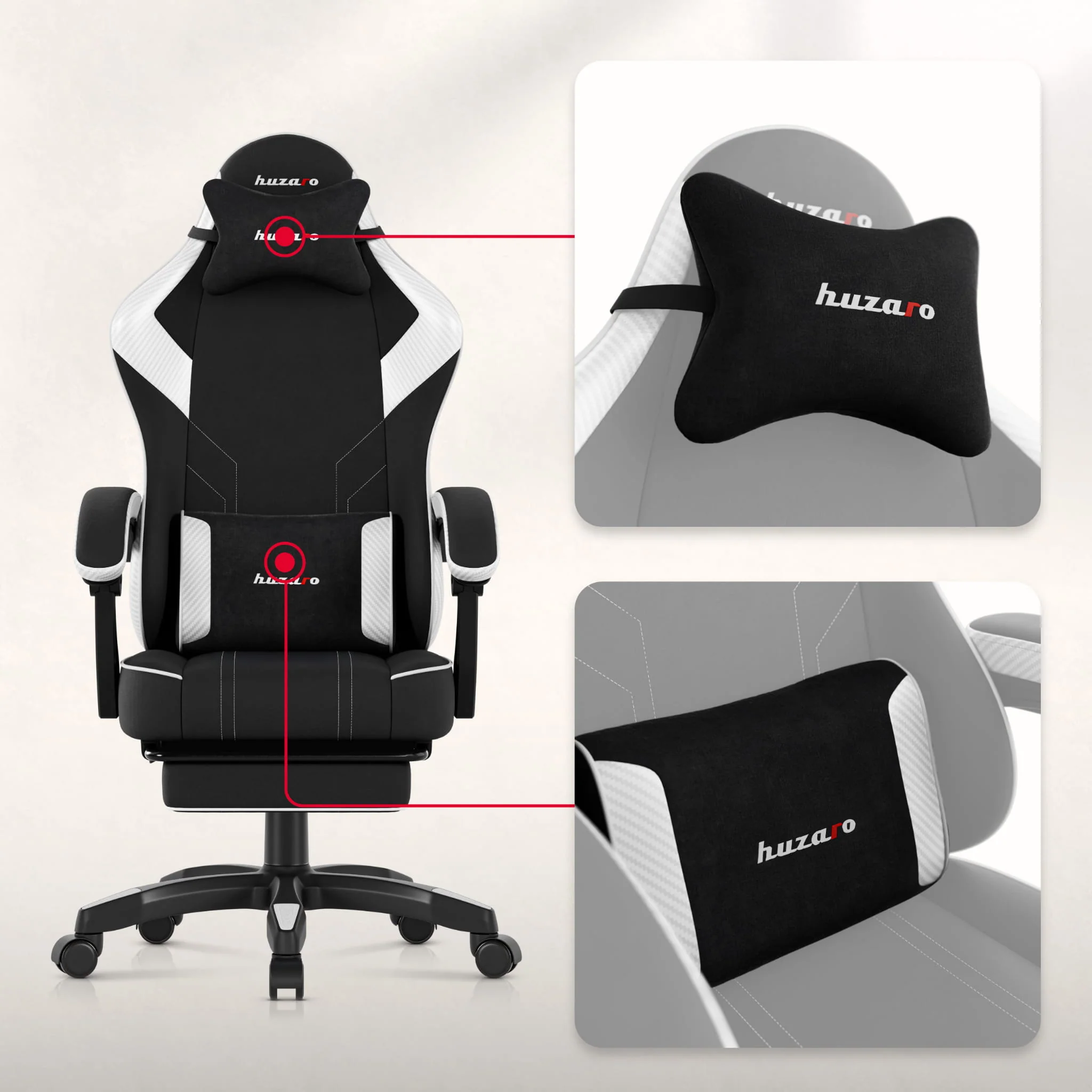 Fotel gamingowy Huzaro Force 3.7 White Carbon OUTLET - Image 10