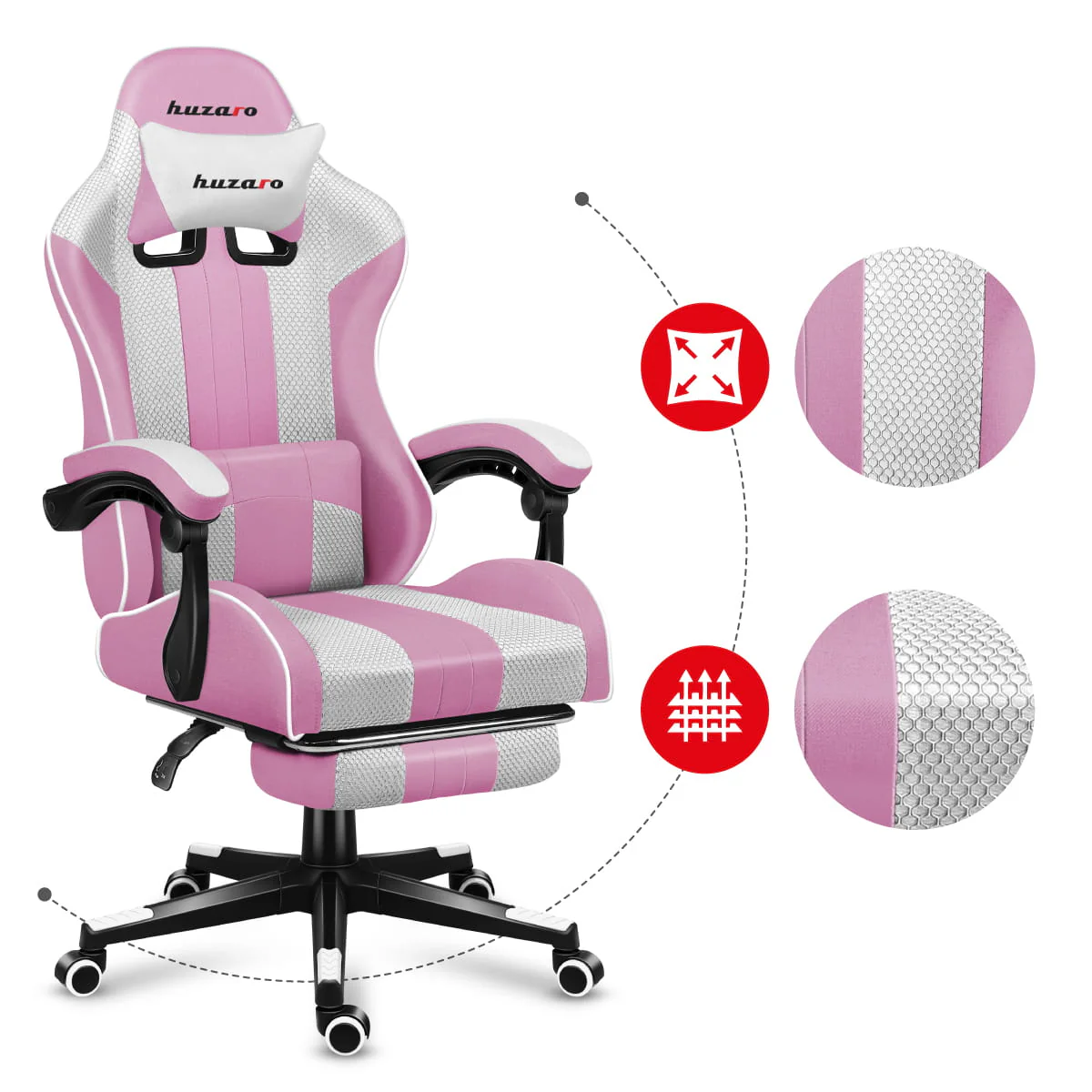 Fotel gamingowy Huzaro Force 4.7 Pink Mesh OUTLET - Image 16