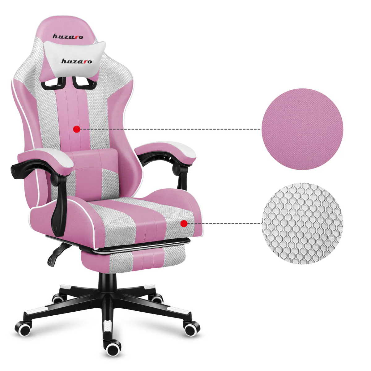 Fotel gamingowy Huzaro Force 4.7 Pink Mesh OUTLET - Image 17