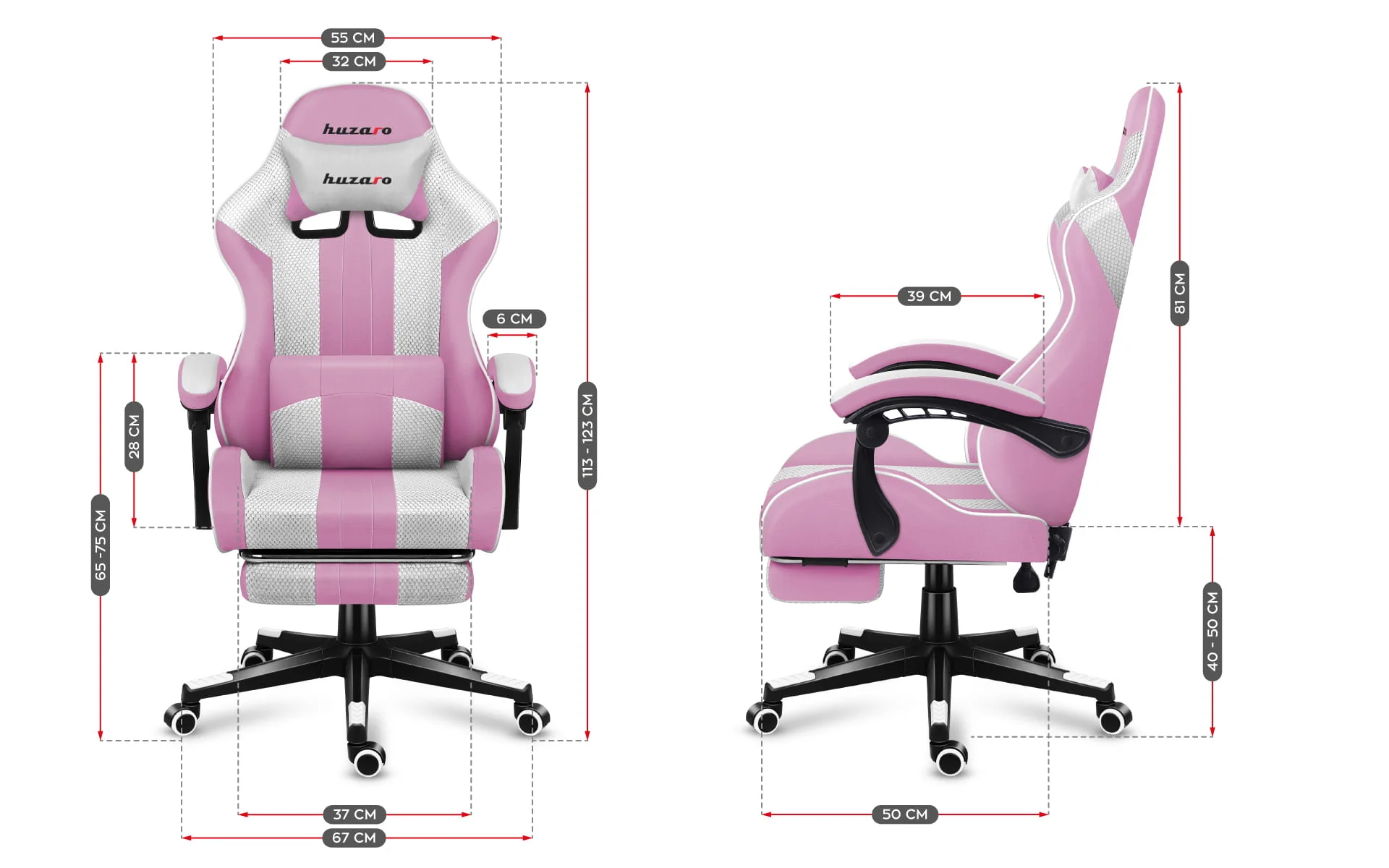 Fotel gamingowy Huzaro Force 4.7 Pink Mesh OUTLET - Image 25