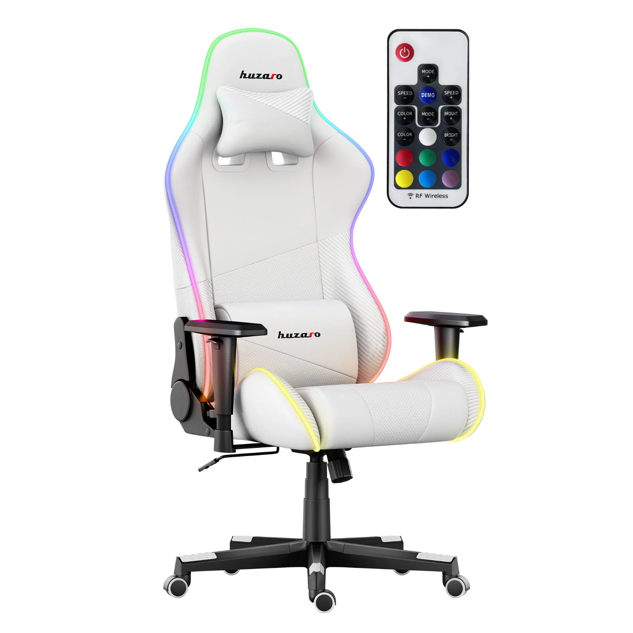 Fotel Gamingowy HUZARO FORCE 6.2  White RGB LED