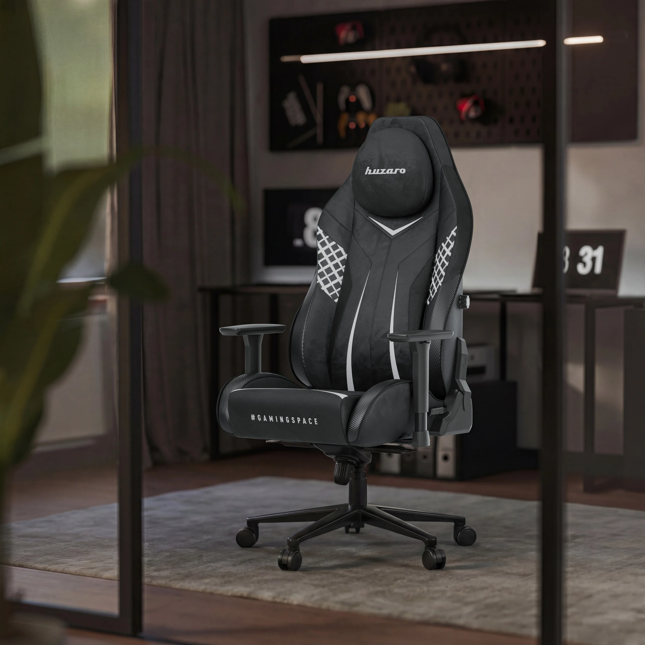 Fotel gamingowy zamszowy Huzaro Force 8.3 Carbon Black - Image 2