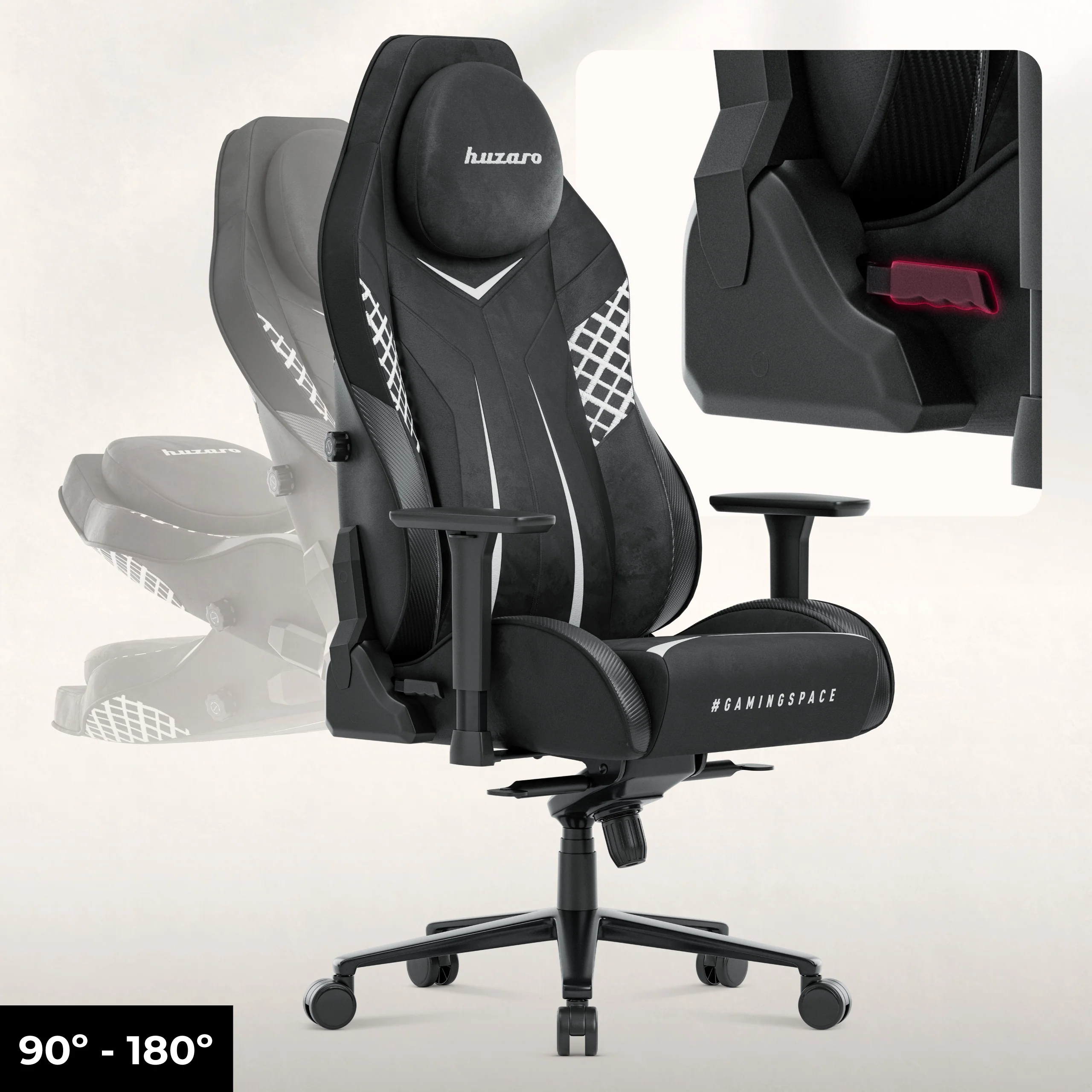Fotel gamingowy zamszowy Huzaro Force 8.3 Carbon Black - Image 4