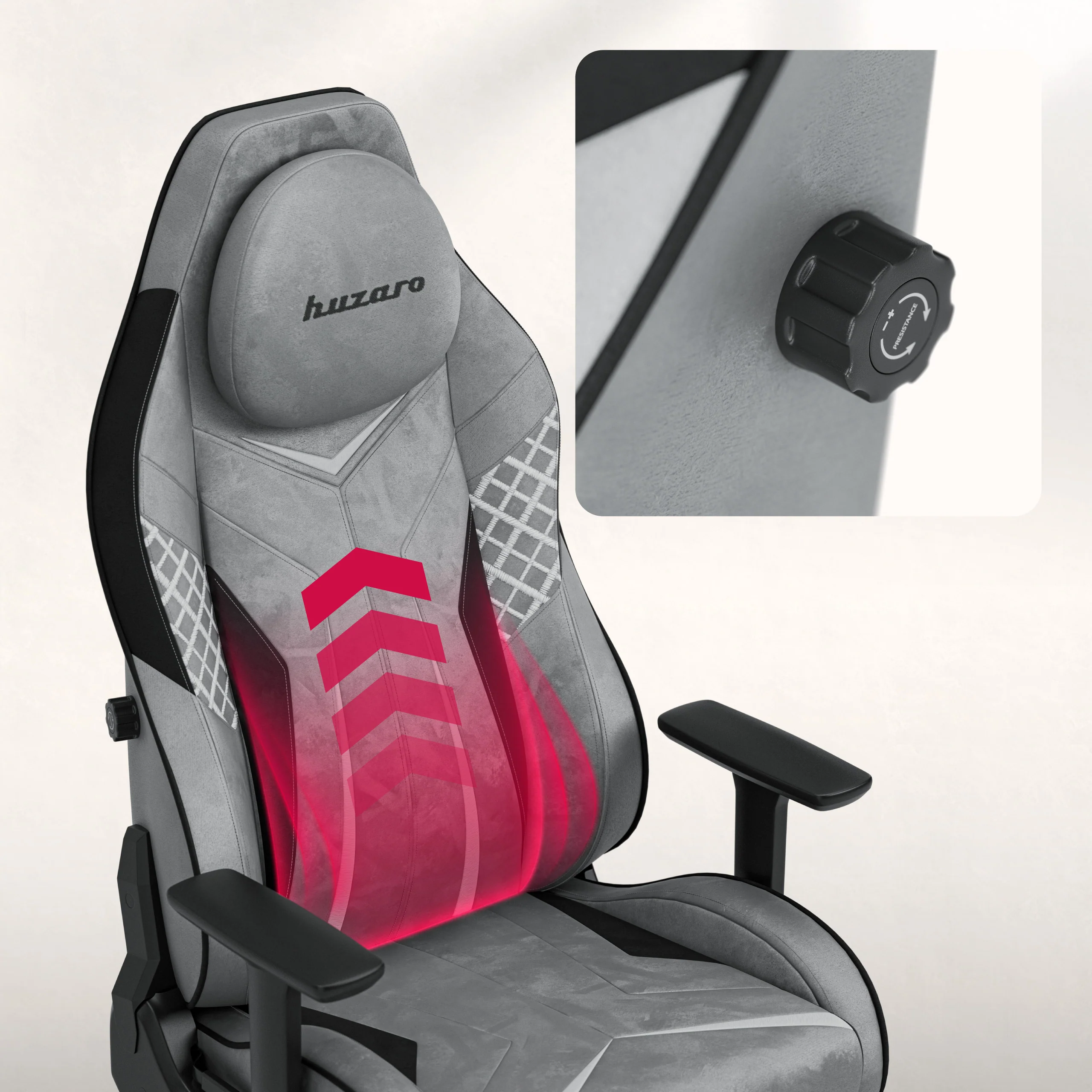 Fotel gamingowy zamszowy Huzaro Force 8.3 Grey - Image 3