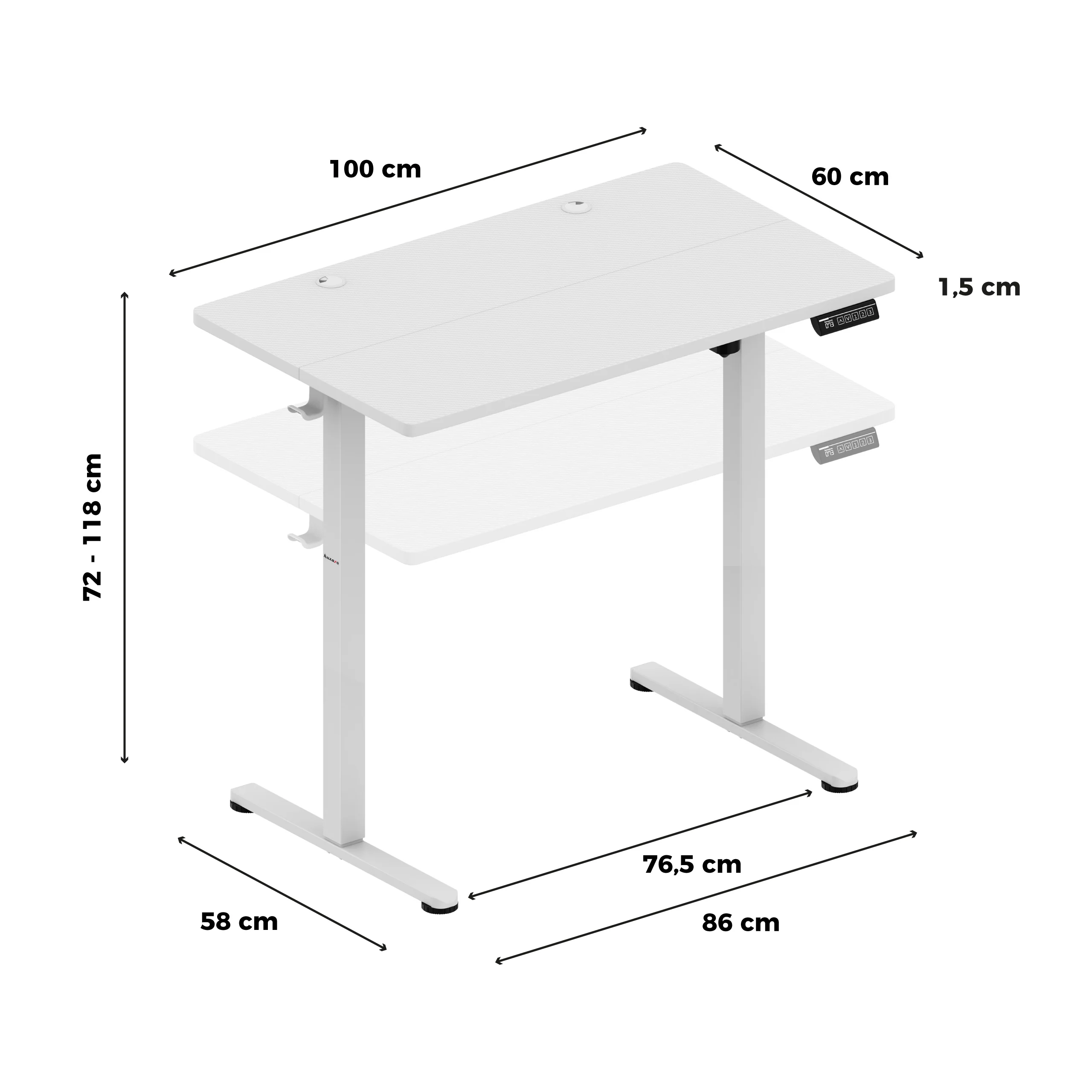 Regulowane biurko na kółkach elektryczne Huzaro Hero 7.8 White - Image 17